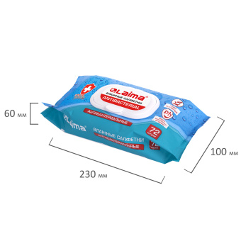 Салфетки влажные 72 шт., АНТИБАКТЕРИАЛЬНЫЕ с пластиковым клапаном, LAIMA "Antibacterial", 129997 за 153 ₽. Салфетки влажные. Доставка по России. Без переплат!
