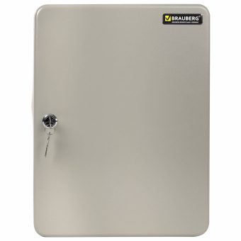 Шкафчик (Ключница) на 140 ключей BRAUBERG, 370х280х80 мм, с замком, +140 брелоков, серый, 290340 за 4&nbsp;152 ₽. Шкафчики и панели для ключей. Доставка по России. Без переплат!