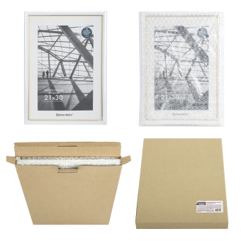 Рамка 21х30 см небьющаяся, багет 14,6 мм, пластик, BRAUBERG "Original Line", белая/золото, 391236 за 445 ₽. Рамки для дипломов, сертификатов, грамот, фотографий. Доставка по России. Без переплат!