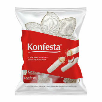 Конфеты KONFESTA со сливочно-кокосовым кремом, вафельные, 500 г, пакет за 430 ₽. Конфеты фасованные. Доставка по России. Без переплат!